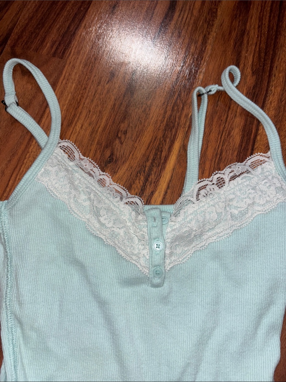 Hollister Light Blue Lace-Trim Ribbed Tank Dress - Picture 4 of 5